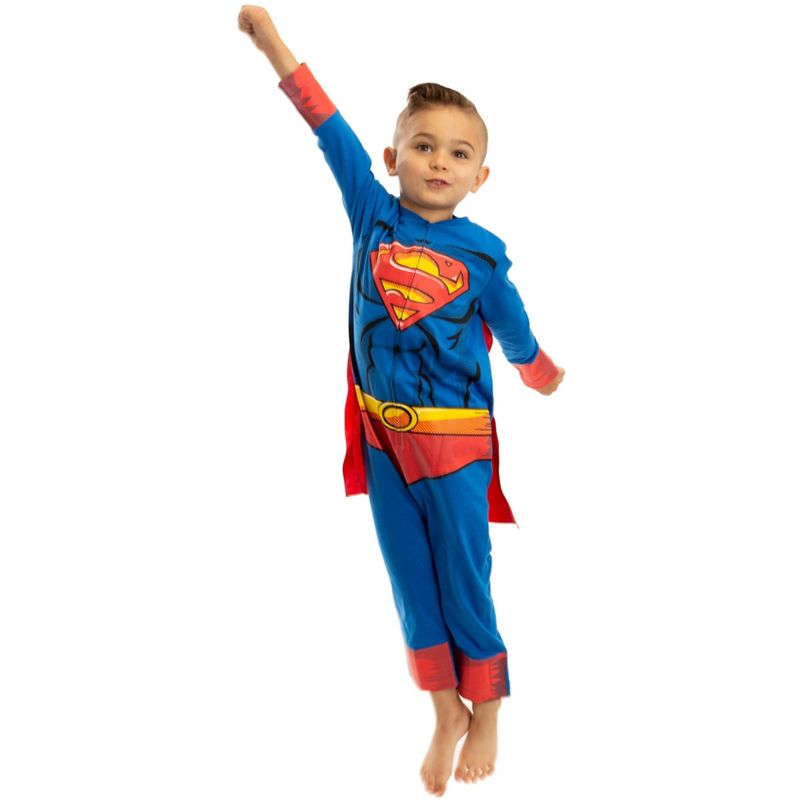 DC Comics Justice League Superman Zip Up Costume Coverall and Cape Newborn to Infant, 5 of 10