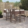 vidaXL Patio Bar Set Outdoor Wicker Table and Stool with Cushions Poly Rattan - Brown 4 Piece - 2 of 4
