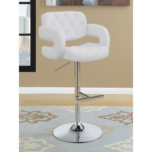 Adjustable Chrome Bar Stool with Upholstered Seat, Modern Tufted Design, Comfortable Seating for Kitchen Islands, Home Bars - 1 of 4