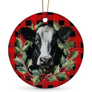 Lomsoe Cow Ornaments for Christmas Tree Ceramic Christmas Ornaments Red Christmas Tree Hanging Decor Christmas Tree Ornament Christmas Gift - 1 of 1