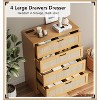 Jojoka Tall Rattan Dresser with 4 Drawers, Boho Wooden Storage Chest for Bedroom, Living Room, or Entryway - 4 of 4
