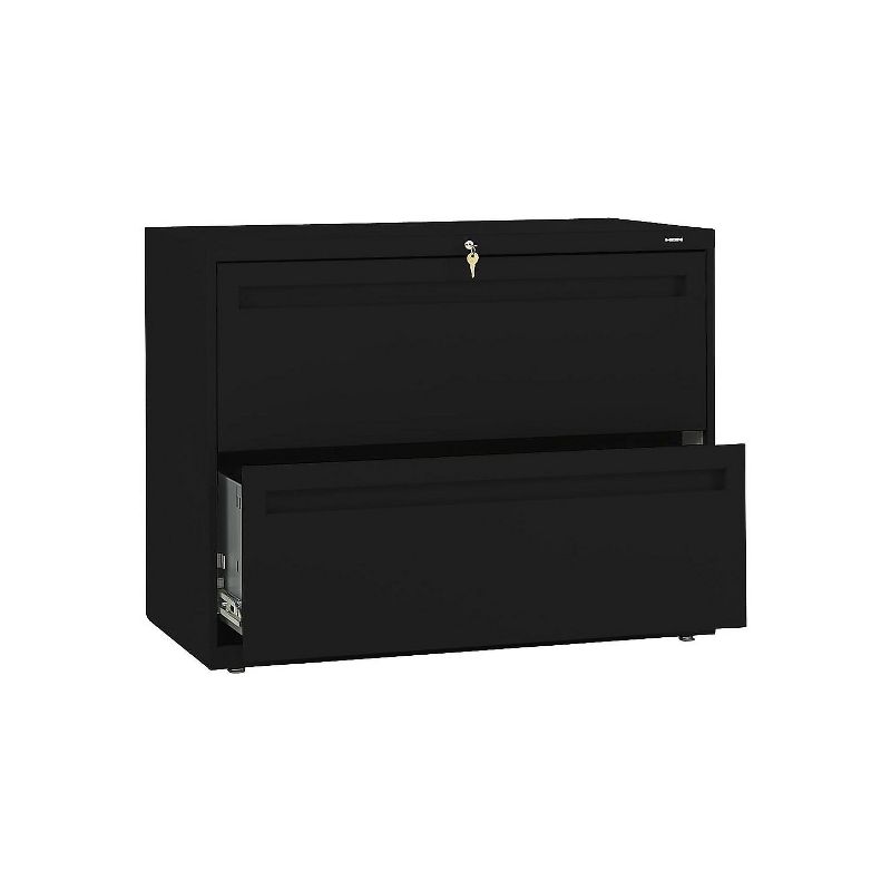 HON Brigade 700 Series 2-Drawer Lateral File Cabinet Locking Letter/Legal Black 36"W (H782LP), 2 of 3