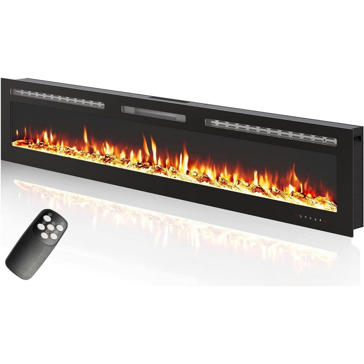 Garvee 60" Wall Mounted Electric Fireplace, WiFi & Alexa Control, 12-Color Flames, 750/1500W Heater, Recessed or Surface Install