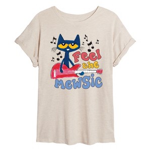 Women's - Pete the Cat - Feel The Mewsic Oversized Graphic T-Shirt - 1 of 4