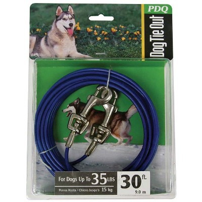 PDQ Blue / Silver Vinyl Coated Cable Dog Tie Out Medium