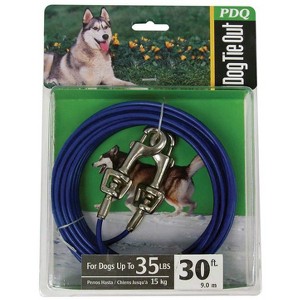 PDQ Blue / Silver Vinyl Coated Cable Dog Tie Out Medium - 1 of 1
