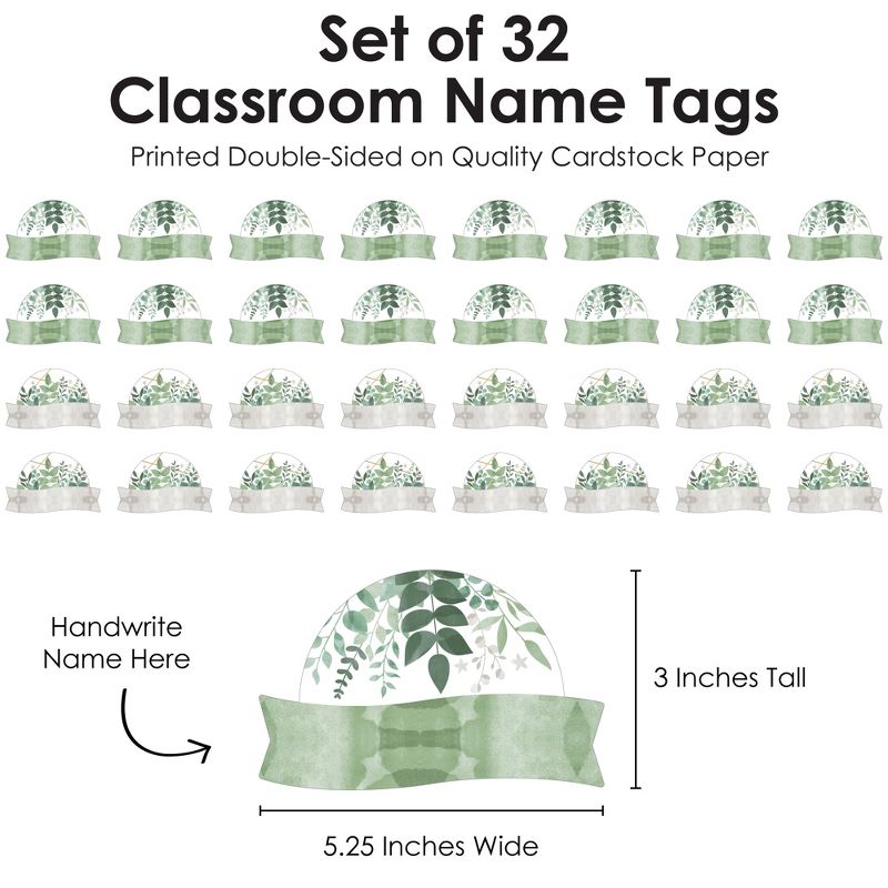 Big Dot of Happiness Eucalyptus Greenery - DIY Blank Paper Desk or Locker Labels - Classroom Name Tags - Set of 32, 3 of 8