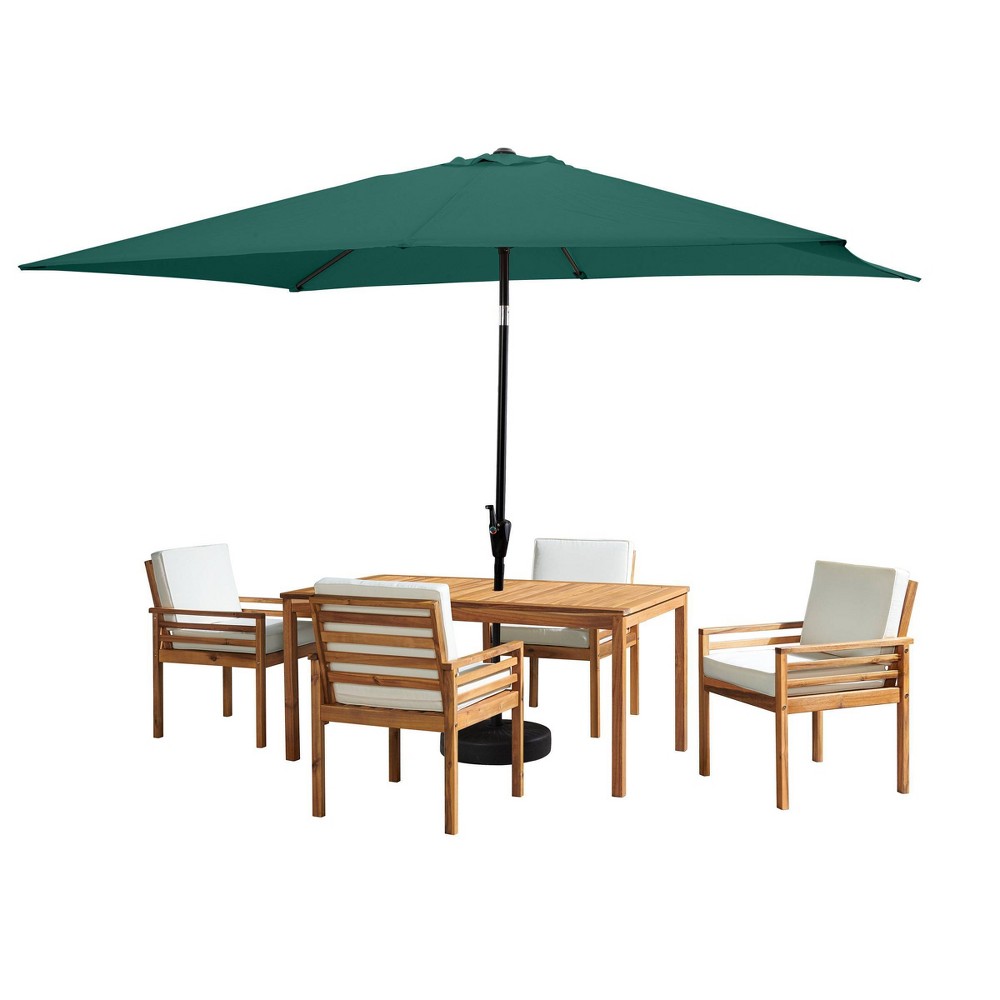 Photos - Dining Table Alaterre Furniture 6pc Outdoor Patio Dining Set, Okemo Table with 10' Rectangular Umbrella Hunter Green