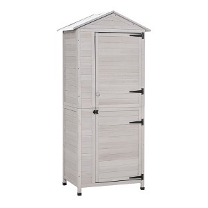 NicBex 78.75 Inch Tall Outdoor Storage Shed with Handle,Tin Roof and Magnetic Latch for Backyard Garden,Patio,Gray - 1 of 4
