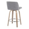 Fabric Upholstered Contemporary Counter Stool with Swivel and Bent Wood Legs with Round Metal Footrest for Kitchen Island or Home Bar, Set of 2 - 4 of 4