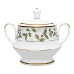 Noritake Holly and Berry Gold Sugar Bowl with Cover