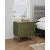 Sapphtopaz Modern Nightstand with 2 Vertical Textured Drawers Bedside Table with Splayed Gold Metal Legs & Handles Night Stand for Bedroom - 2 of 4