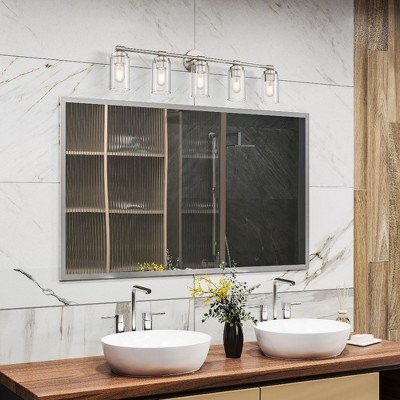 Whittier Brushed Nickel 5-Light Vanity Sconce with Clear Glass Shades