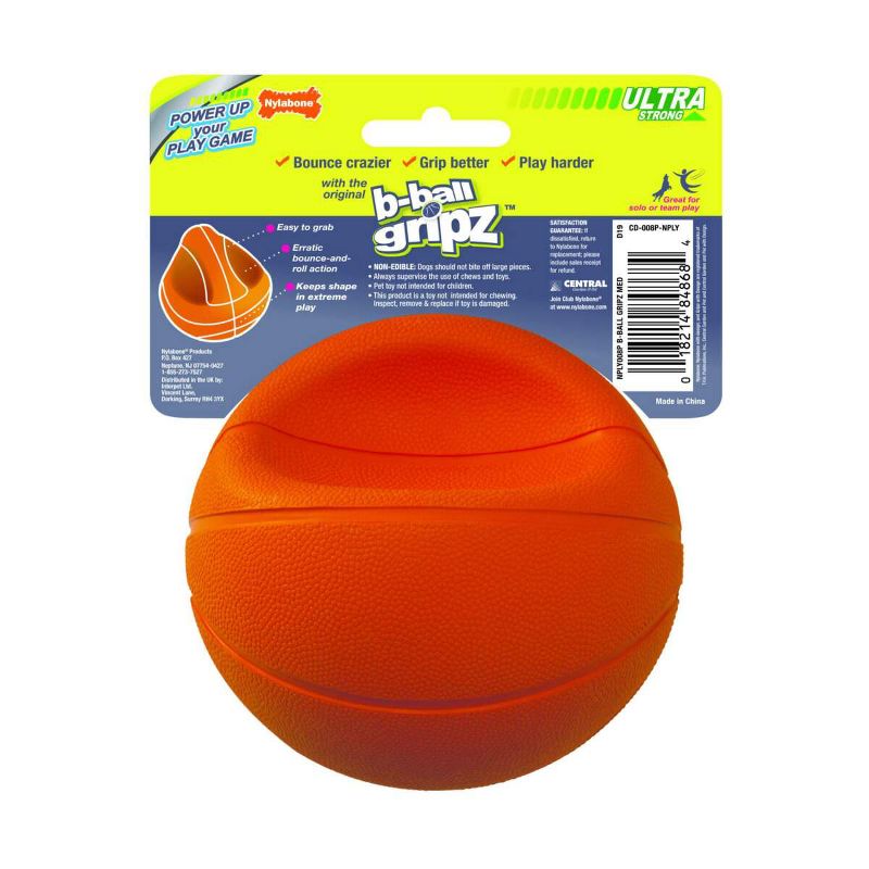 Nylabone Power Play B-Ball Grips Basketball Medium 4.5" Dog Toy, 2 of 4