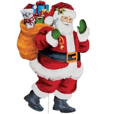 Collections Etc Santa Claus with Gift Sack Outdoor Christmas Stake