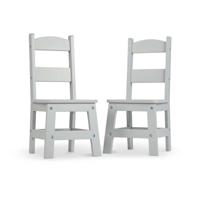 Modern Cool Gray Solid Wood Kids Chair Pair