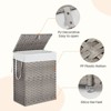 Mr Ironstone Laundry Basket with Lid, 90 L Hand-Woven Pp Rattan Laundry Basket with Compartments & Handles, Foldable, Removable Liner, Gray - 3 of 4