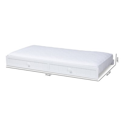 White Wood Twin Trundle Bed with Wheels