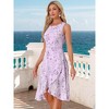 Allegra K Women's Wrap Ruffle High Low Hem Round Neck Keyhole Back Sleeveless Floral Dress - 2 of 4