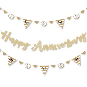 Big Dot of Happiness We Still Do - 50th Wedding Anniversary - Letter Banner Decor - 36 Cutouts & No-Mess Real Gold Glitter Happy Anniversary Letters - 1 of 4