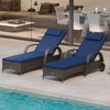 Patio Wicker Chaise Lounge Chair Set of 2 with Table, Adjustable Backrest, Wheels, Cushion & Headrest - 2 of 4