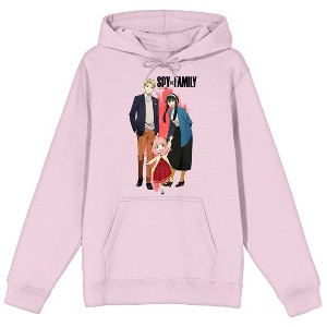 Spy X Family Forger Family & Logo Long Sleeve Cradle Pink Men's Hooded Sweatshirt - 1 of 2