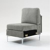 Vynxaria Modular Armless Sectional Sofa Seat Module - Corduroy Fabric, with Back Cushion, Gray, Customizable Layout for Living Space - 2 of 4