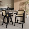 27'' Modern Bar Stool with Cane Seat,Wood Counter Height Barstools with Arm Backrest for Kitchen Island,Dining Room-Tanpinhause - 2 of 4