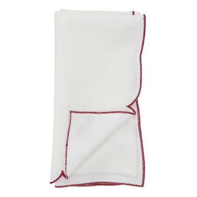 Ivory Embroidered Christmas Napkins with Holly Design, Set of 4