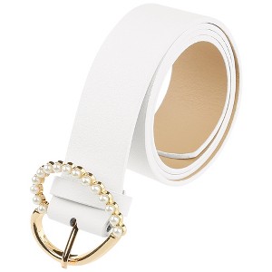 INSPIRE CHIC Women's Solid Color Heart-Shaped Buckle with Beads Belts - 1 of 4