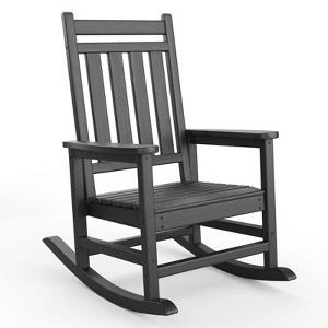 Adirondack Outdoor Rocking Chair - All Weather HDPE Plastic, Wide Armrests, Classic Fire Pit Chair, Easy to Install, Supports 380LBs - 1 of 4
