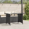 vidaXL Patio Table with Glass Top Black 43.3"x26.8"x27.6" Poly Rattan - 3 of 4