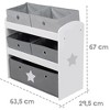 Roba:Children's Multi-Bin Toy Organizer W/ 5 Boxes, Grey Stars - 3 of 4