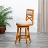 FONTOI 44" Swivel Upholstered Barstools with Back, French Bar Stools with Flared Leg for Living Room Kitchen, Brown&Gray, 24"*44"*24" - 4 of 4