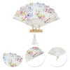 Unique Bargains Rose Print with Tassel Folding Fan 1 Pc - 3 of 4