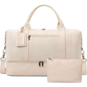 21-Inch Heavy-Duty Canvas & Leather Weekender Duffel Bag 2-Piece Set with Shoe Compartment, Large Travel Overnight Tote - 1 of 4