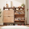 Fluted Shoe Cabinet with 2 Flip Drawers & Open Shelf, 44" Modern Entryway Storage Organizer, Wood Shoe Rack with Gold Handles for Hallway & Foyer - 3 of 4