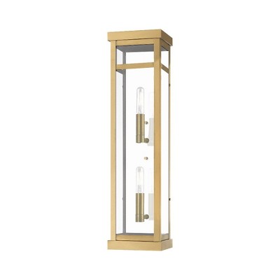 Elegant Antique Brass Dimmable Lantern Sconce with Clear Glass