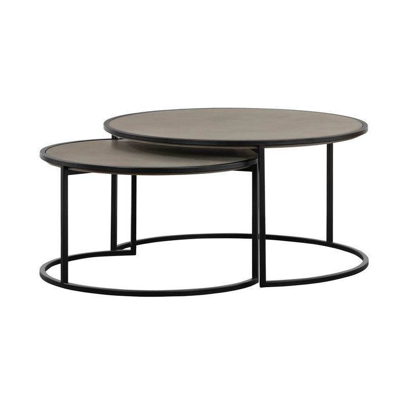 Set of 2 Rina Concrete/Metal Nesting Coffee Table Gray/Black - Armen Living, 3 of 9