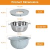 NewHome"Multifunctional Stainless Steel Mixing Bowl Set with Lid, Graters, Food Strainer & Colander"Beige Blue - 3 of 4