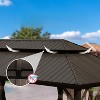 VisioGear 14'*22' Patio Hardtop Gazebo with Double Roof and Netting, Large Pavilion Gazebo for Garden, Brown, 260.08"*165.59"*126.42" - 3 of 4