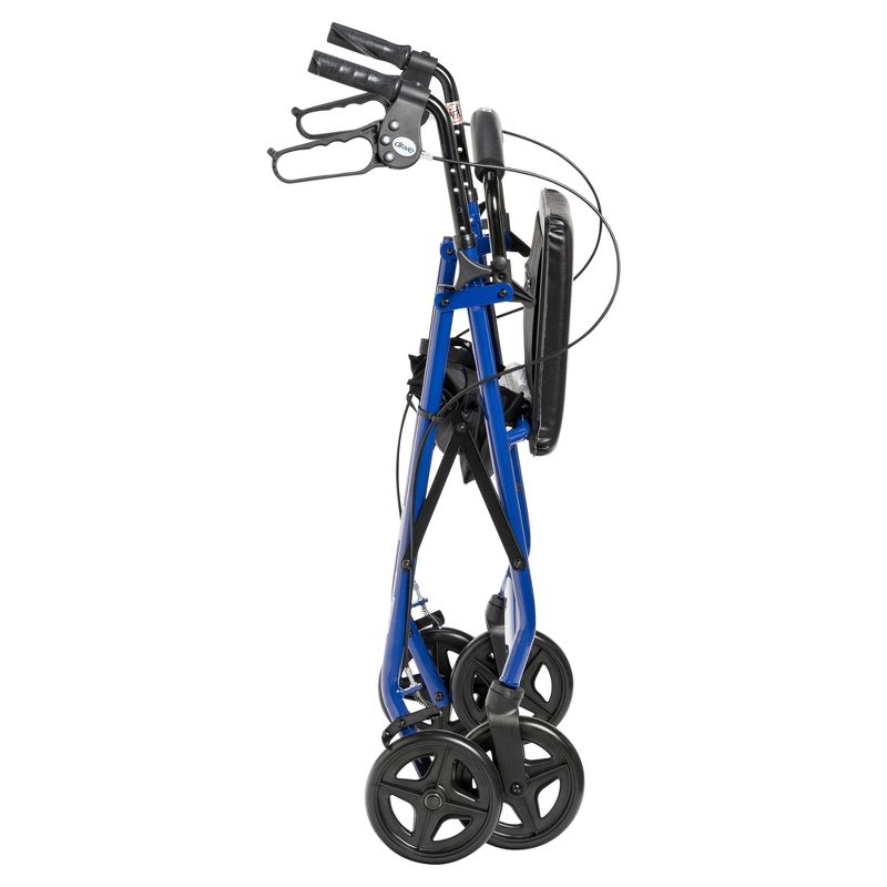 Drive Medical Aluminum Rollator with Fold Up and Removable Back Support and Padded Seat, Blue, 5 of 10