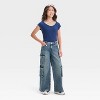 Girls' Short Sleeve Lace Trim T-Shirt - art class™ - 3 of 3