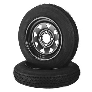 2-Pack Trailer Tire On Rim 4.80-12 480-12 4.80x12 Trailer Tires and 4 Lug on 4 in PCD 12 in Wheels Black - 1 of 4