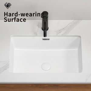 Hrinhom 22.1"W Rectangle Undermount Bathroom Sink Under Counter,Modern Porcelain Basin Sink with Overflow,NO Faucet - 1 of 4