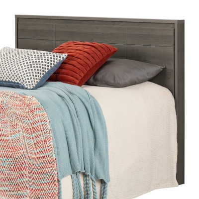 Gray Maple Wood Queen Headboard with Decorative Grooves