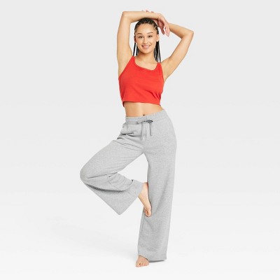 Women's Fleece Wide Leg Lounge Pants - Colsie™ Heathered Gray Xs : Target