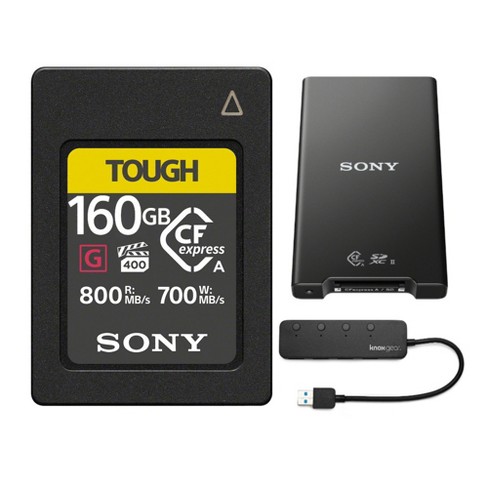 Sony CFexpress Type A 160GB Memory Card with Card Reader and 4 Port USB Hub