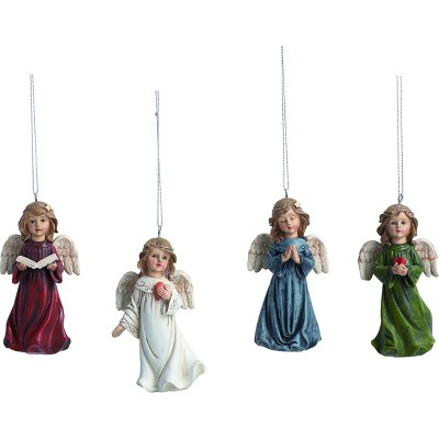 Transpac Resin Angel Ornament Set of 4 Christmas Home Decorations