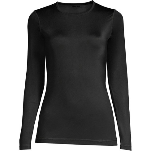 Lands' End Women's Petite Thermaskin Heat Thermal Top Base Layer Long  Underwear Crewneck Shirt - Medium - Black : Target